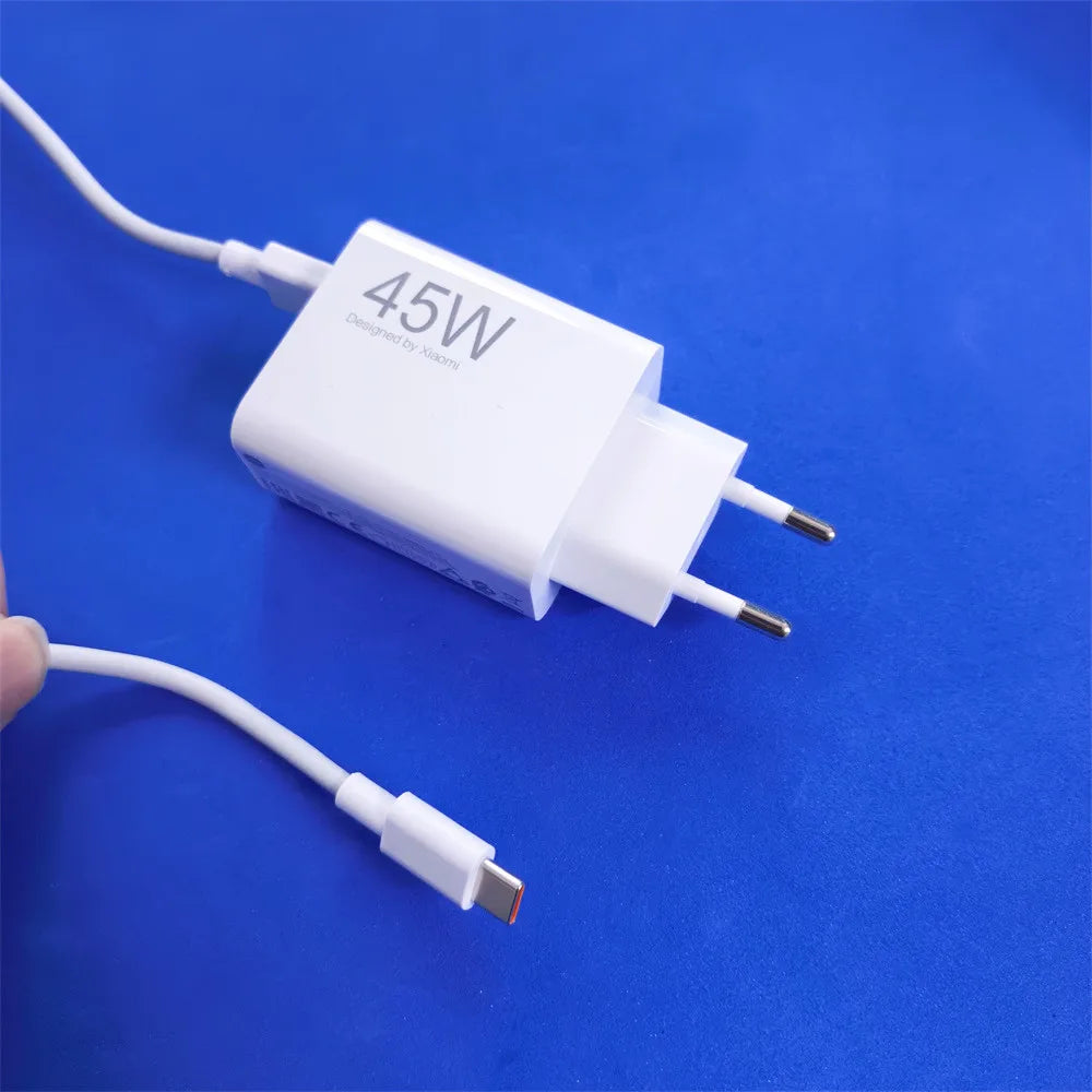 Xiaomi Redmi Note 14 13 Pro 45W Turbo Charger Fast Charge EU Adapter Type C Cable For Mi 11T 10T 10 9 POCO X3 NFC X4 GT M5S M6