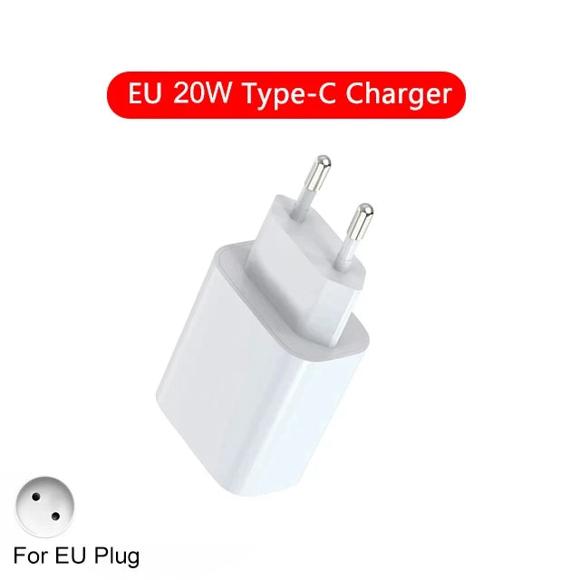 US EU Adapter 20W PD Fast Charger For iPhone USB C Charger Type C Cable Accessories
