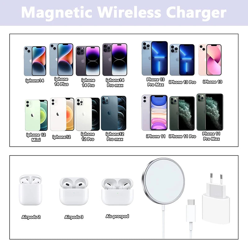 Original Wireless Charger  Fast Charging Type C Lightning Cable